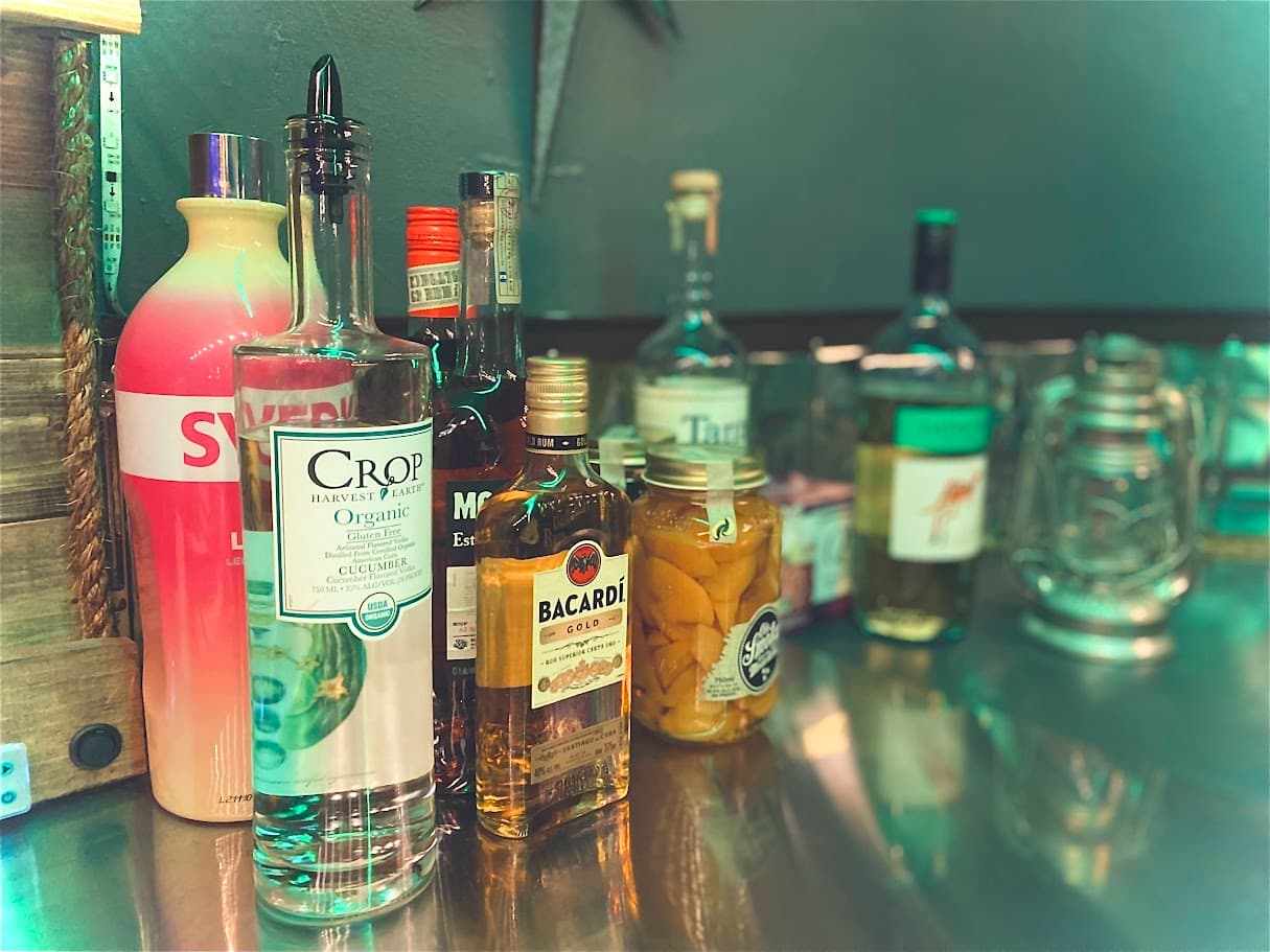 STARBAR NY bar stocked with premium spirits inside the Airstream mobile bar